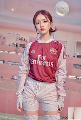 A beleza da tecnologia de IA, imagens cativantes geradas por IA de EPL Dream Girls em camisas de futebol