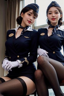 AI生成~Ai_pyramid-senhoras em uniformes de aeromoça.  Serviço vip 1