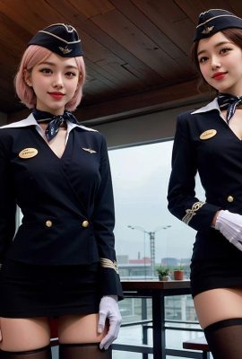 AI生成~Ai_pyramid-senhoras em uniformes de aeromoça.  Serviço vip 2