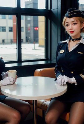 AI生成~Ai_pyramid-senhoras em uniformes de aeromoça.  Serviço vip 3