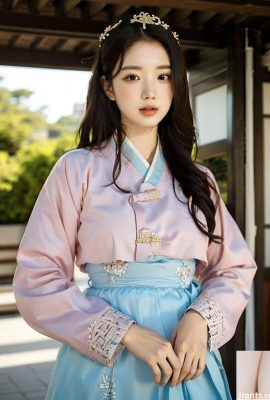 Geração de IA ~ xRica-Women em Hanbok, coreano