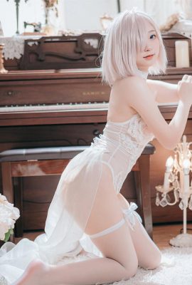 Hualing sexy cosplay de seda branca lindas pernas e pés meias sexy foto (19P)