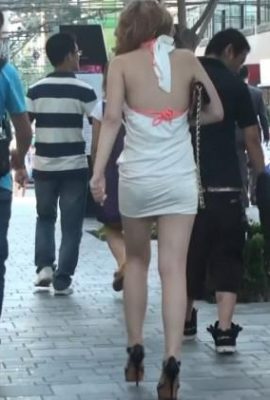 (Coleção on -line) Siga a rua para tirar fotos da garota sexy usando roupa de costas rosa (21p)