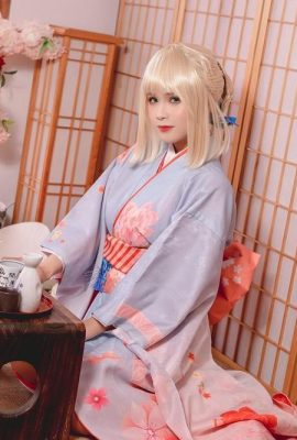 (Coleção online) Pyoncos (ピオン) cosplay Sabre Kimono – FateGrand Order (34P)